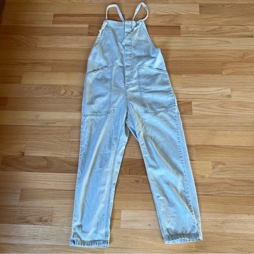 Tie overalls coveralls light blue wash denim
